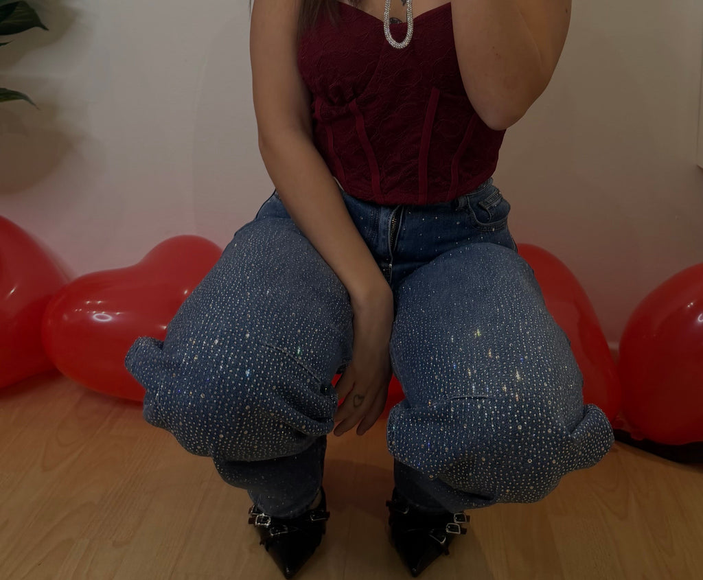 Jeans brillantinato balloon