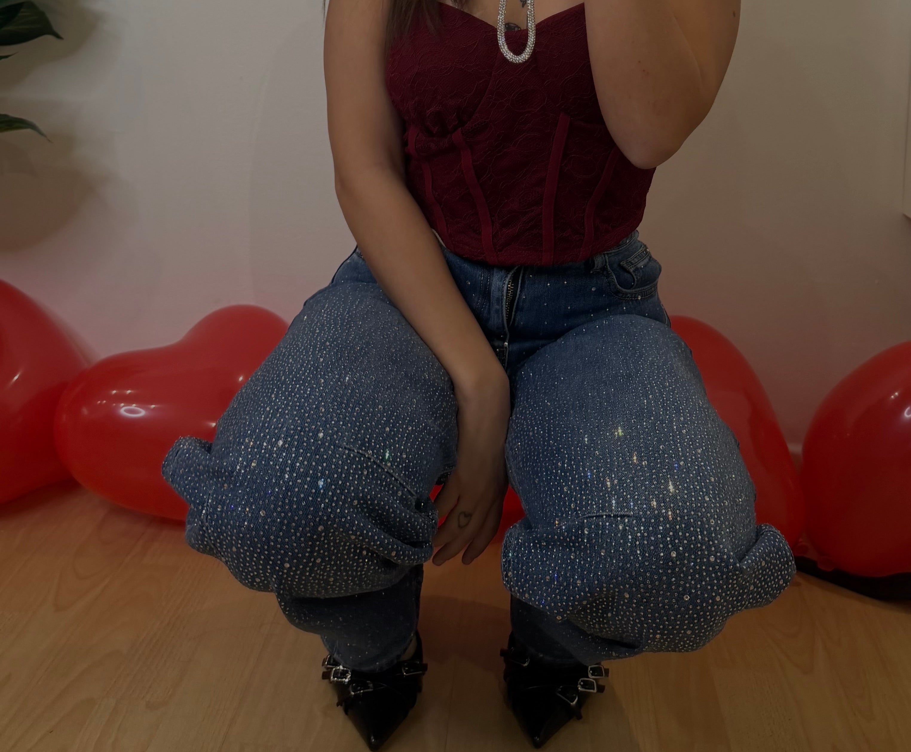 Jeans brillantinato balloon