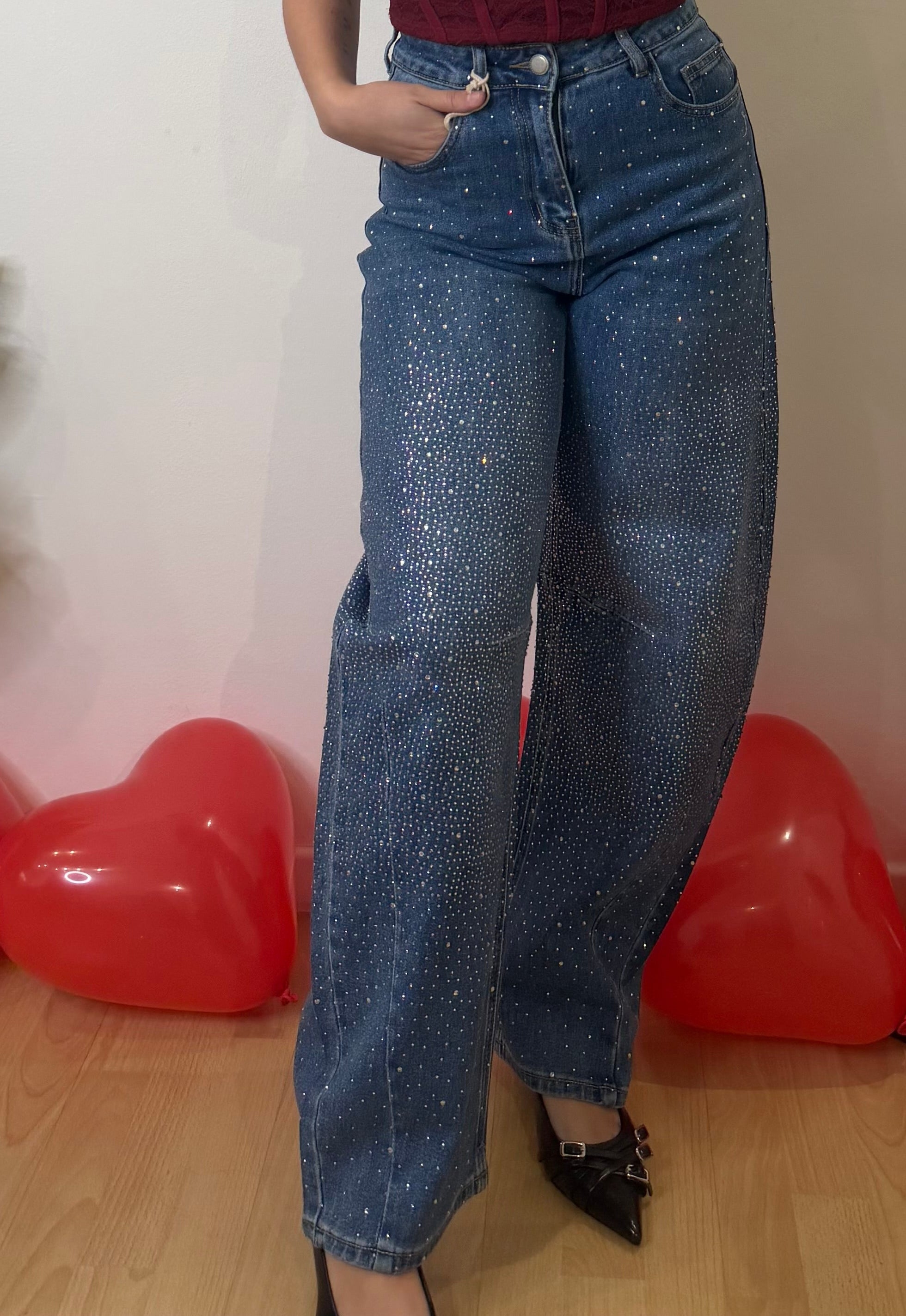 Jeans brillantinato balloon
